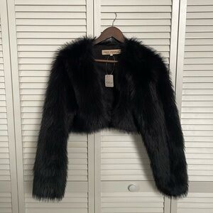 Free People Black Martini Bolero (Faux Fur)